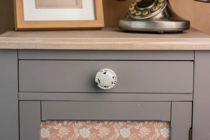 Bouton de meuble rond, porcelaine beige vieilli, Diam.44 mm