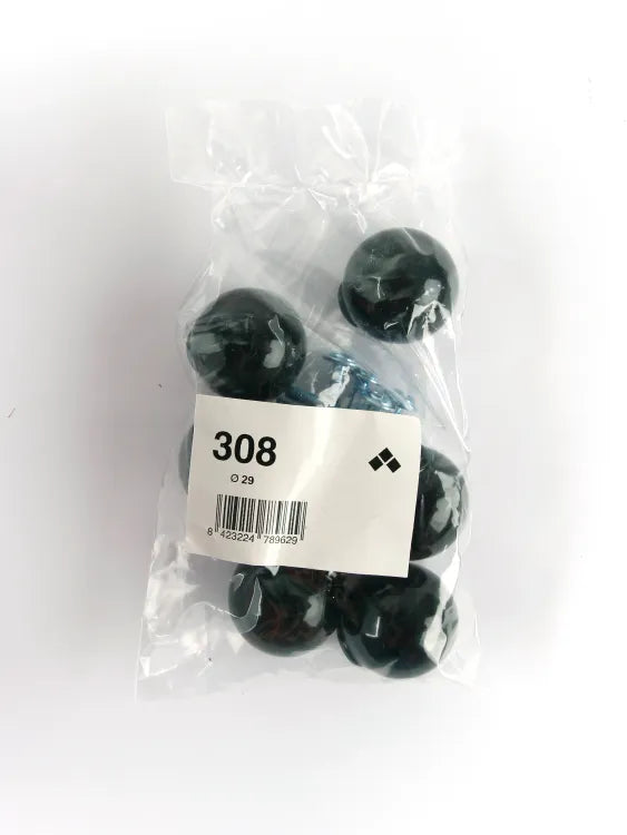 6 boutons de meuble ronds Boule, abs noir, Diam.28 mm