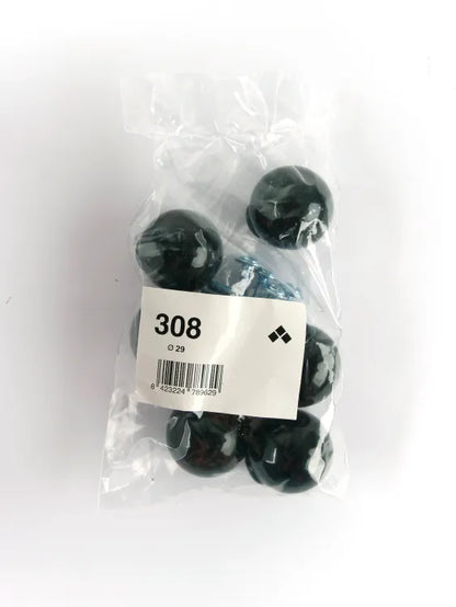 6 boutons de meuble ronds Boule, abs noir, Diam.28 mm