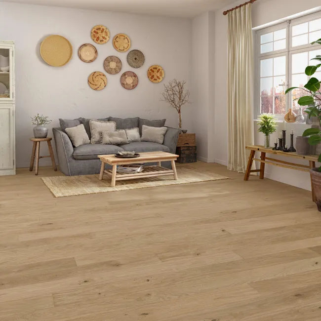 Parquet contrecollé intenso chêne naturel vitrifié XL ARTENS, l.18.7 c