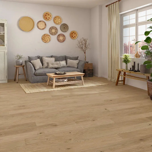 Parquet contrecollé intenso chêne naturel vitrifié XL ARTENS, l.18.7 c