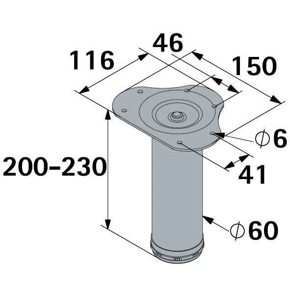 Pied table basse cylindrique HETTICH réglable, Ht.De 20 à 23 cm acier époxy blan
