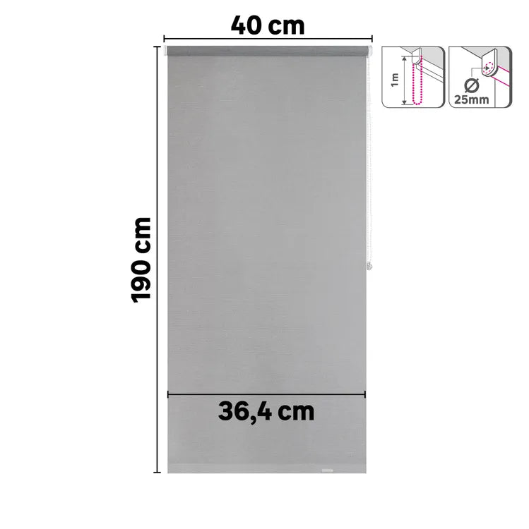 Store enrouleur tamisant Jive gris, l.40 x H.190 cm, INSPIRE
