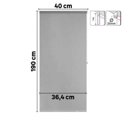 Store enrouleur tamisant Jive gris, l.40 x H.190 cm, INSPIRE