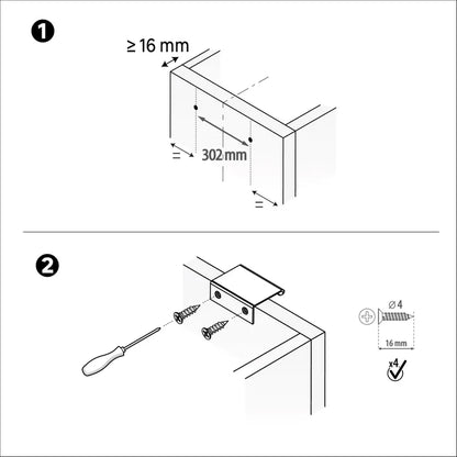 Lot de 2 poignées de meuble Livio, aluminium nickel brossé, entraxe 302 mm