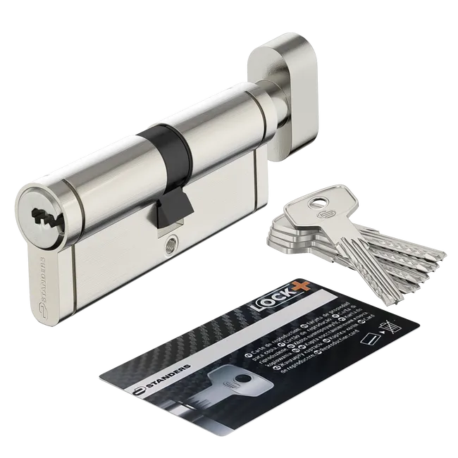 Cylindre de serrure STANDERS Lock+ à bouton L.40 + 40mm 5 clés