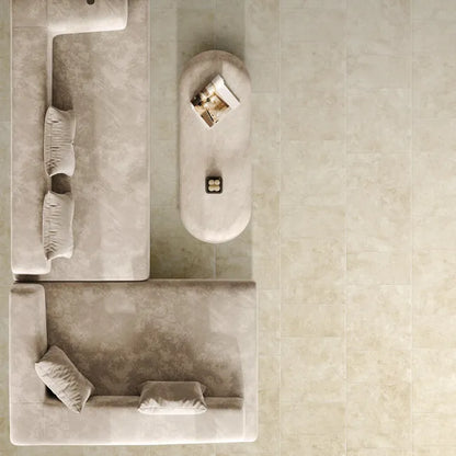 Carrelage mur / sol intérieur effet travertin beige Tiber l.60.4 x L.60.4 cm