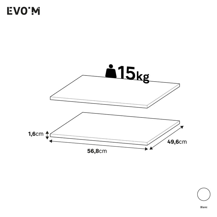 Lot de 2 étagères SPACEO Evo'M P.50 pour caisson L.60 x P.50 cm