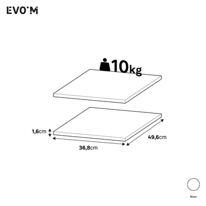 Lot de 2 étagères SPACEO Evo'M P.50 blanc pour caisson L.40 x P.50 cm