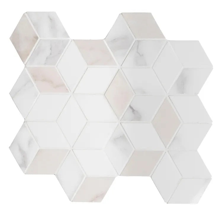 1 plaque de mosaïque Murano faïence effet marbre blanc 28 x 26 cm