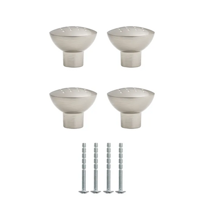 4 boutons de meuble ronds Louna, zamak argent brossé, Diam.32 mm