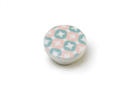 4 boutons de meuble ronds Fussion, bois rose verni, Diam.39 mm