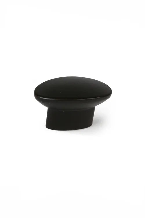 4 boutons de meuble ovales, zamak noir verni L.40 mm