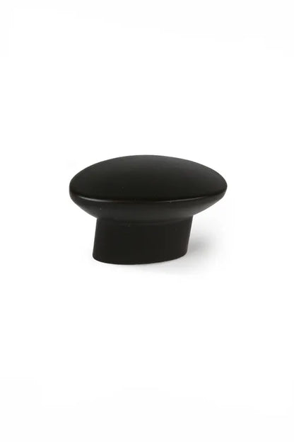 4 boutons de meuble ovales, zamak noir verni L.40 mm