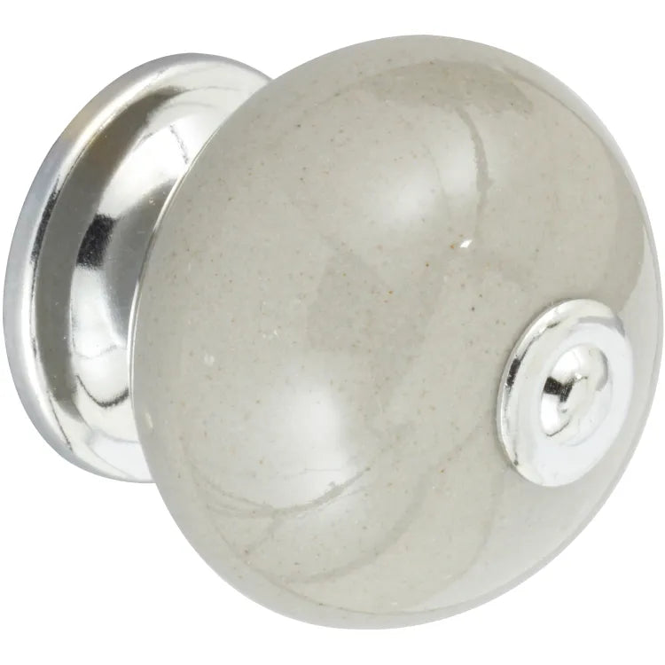 Bouton de meuble Boule, porcelaine gris foncé brillant, Diam.40 mm