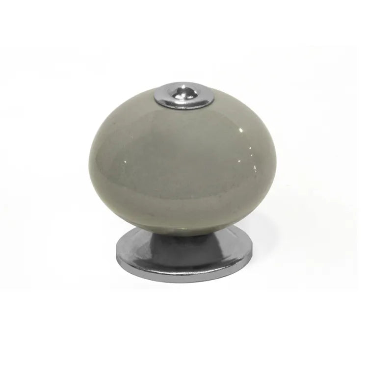 Bouton de meuble Boule, porcelaine gris foncé brillant, Diam.40 mm