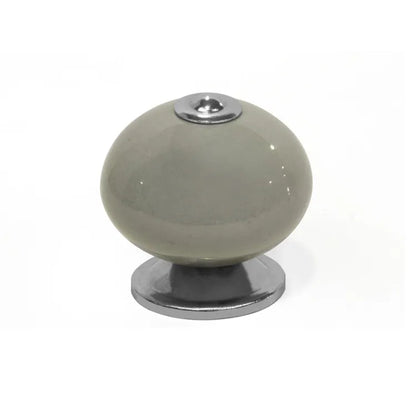 Bouton de meuble Boule, porcelaine gris foncé brillant, Diam.40 mm