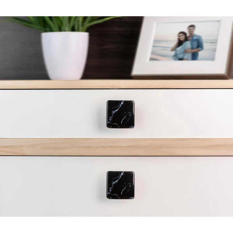 Bouton de meuble Carré, zamak noir peint, l.37 mm
