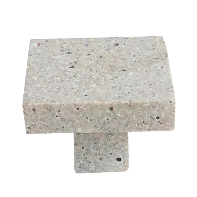 Bouton de meuble carré Pierre, résine beige brut, l.34 mm