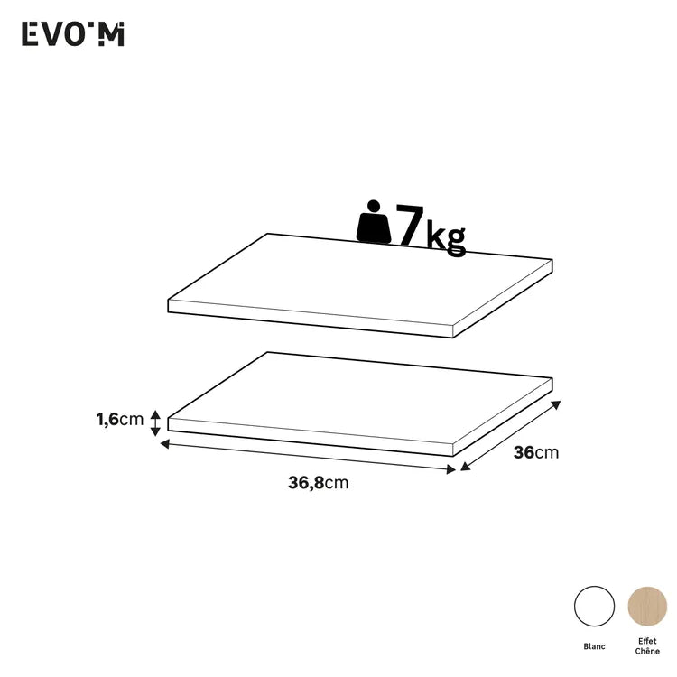 Lot de 2 étagères SPACEO Evo'M noir pour caisson + angle L.40 x P.38 cm