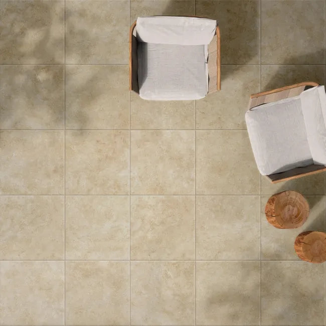 Carrelage sol extérieur effet beige Tiber l.60.4 x L.60.4 cm