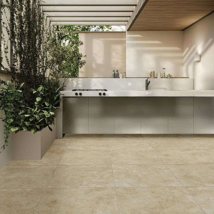 Carrelage sol extérieur effet beige Tiber l.60.4 x L.60.4 cm