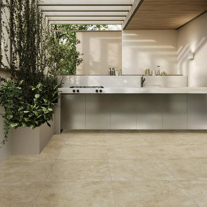 Carrelage sol extérieur effet beige Tiber l.60.4 x L.60.4 cm