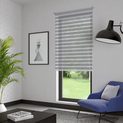 Store enrouleur jour/nuit Athenes gris, l.90 x H.250 cm, INSPIRE