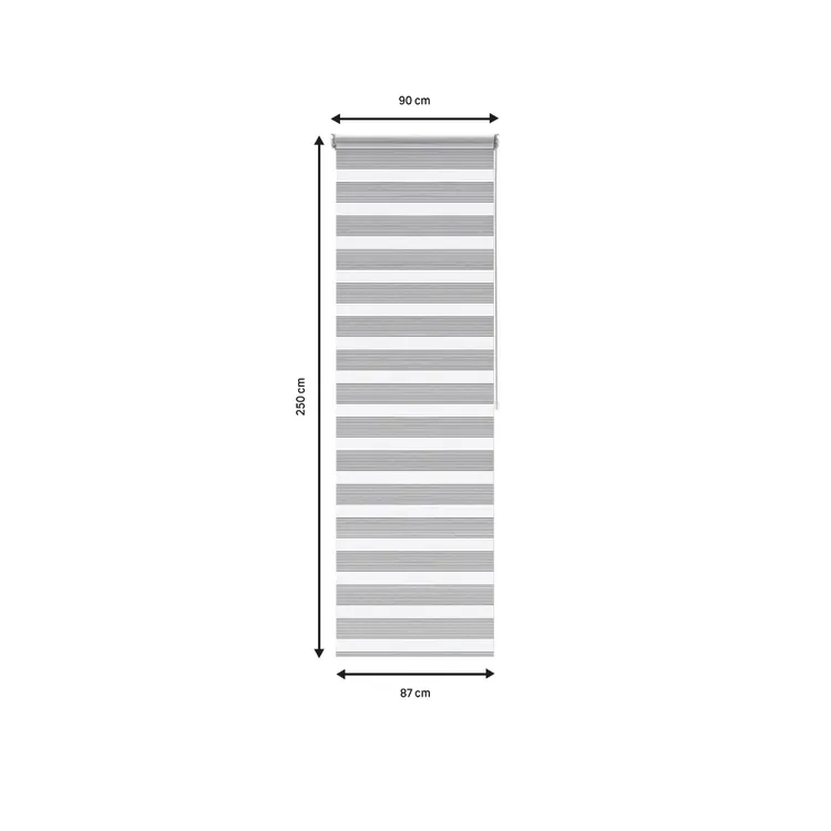 Store enrouleur jour/nuit Athenes gris, l.90 x H.250 cm, INSPIRE