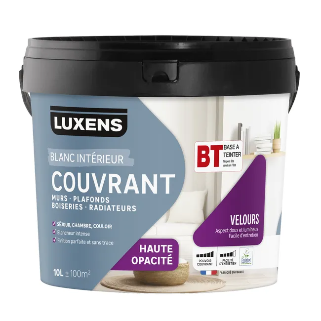 Base T / Machine à teinter / Peint Blanc couvrant velours LUXENS 10 L