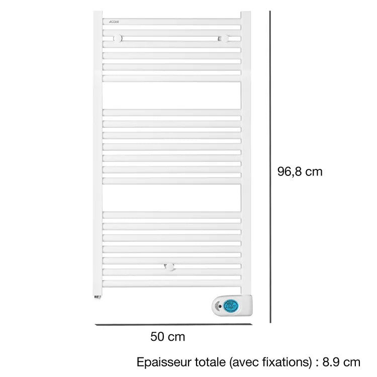 Sèche-serviettes électrique à inertie fluide 500W Tweed 2 ACOVA blanc