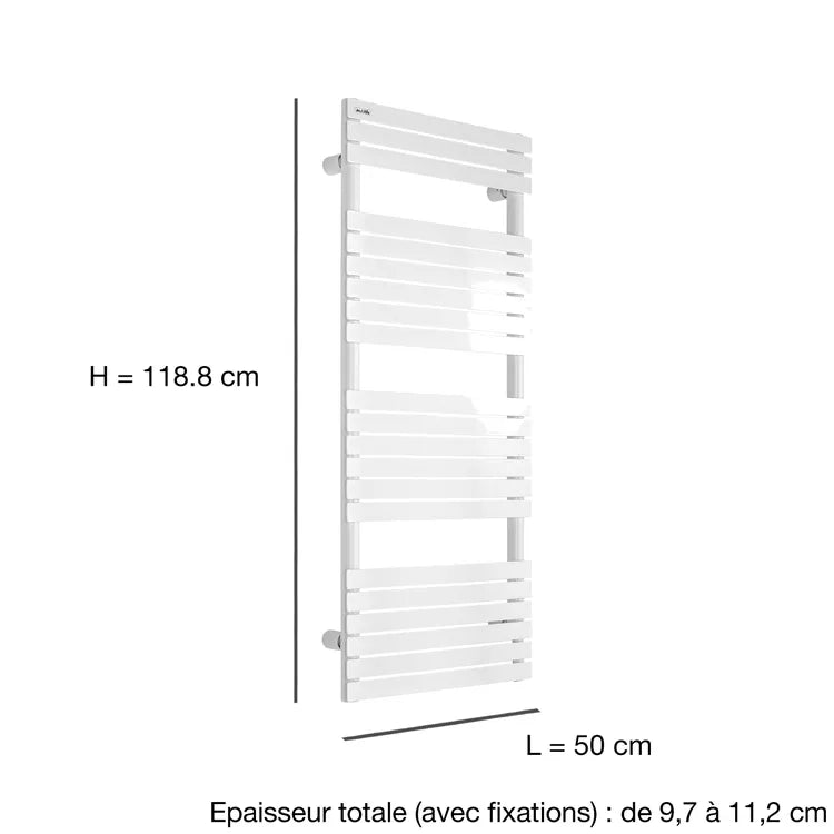 Sèche-serviettes eau chaude ACOVA, 586 W, H.118.8 x l.50 cm Ancélia blanc