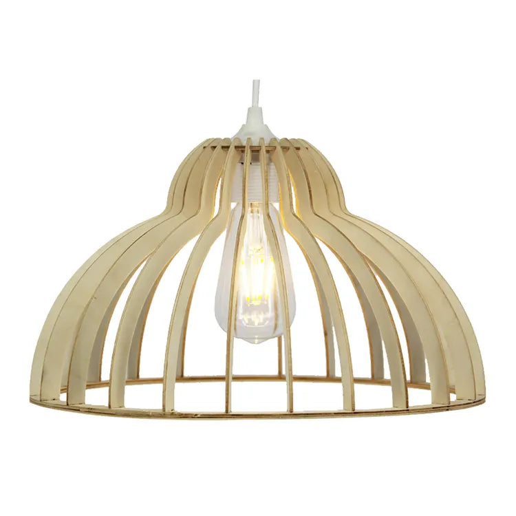 Suspension Dinowood bois, beige, Diam.35 cm, E27