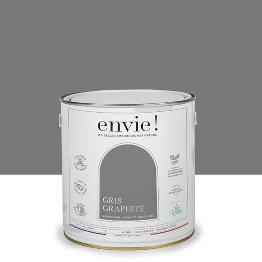 Peinture mur, boiserie gris graphite velours ENVIE Biosourcée 2L