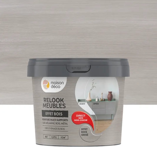 Peinture meuble et objet Relook MAISON DECO effet bois grisé bois mat 375ml