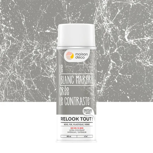 Bombe de peinture Relook tout MAISON DECO marbre blanc satiné400 ml