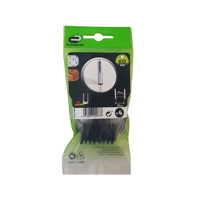 Lot de 4 embouts de meuble rond polypropylène noir, Diam.12 mm H.17.6 mm