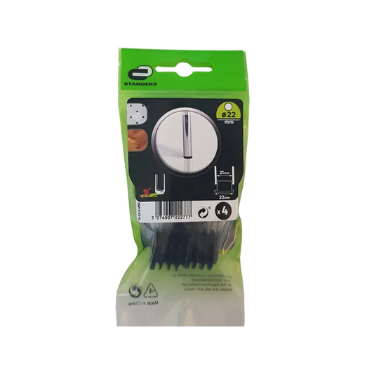Lot de 4 embouts de meuble rond polypropylène noir, Diam.12 mm H.17.6 mm