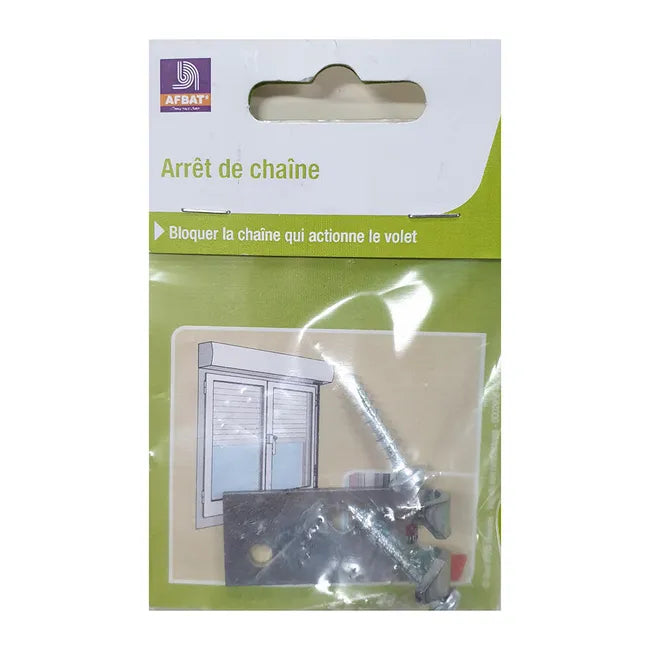 Arrêt chaîne de volet roulant acier zingué, H.45 x L.18 x P.14 mm AFBAT