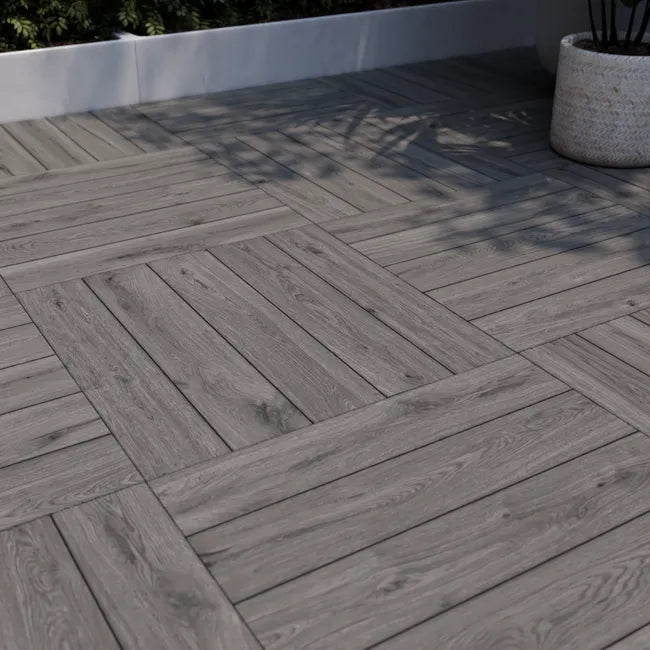 Carrelage sol extérieur effet bois anthracite Yanuka l.60.8 x L.60.8 cm ARTENS