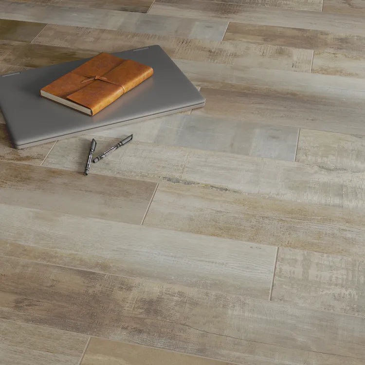 Carrelage sol/mur intérieur effet bois marron naturel Imara l.15 x L.90cm ARTENS