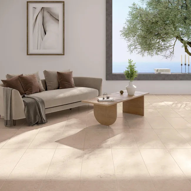 Carrelage sol intérieur effet pierre ivoire Avertino l.30 x L.60