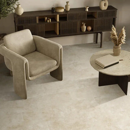 Carrelage mur / sol intérieur effet travertin beige Tiber l.60.4 x L.30 cm
