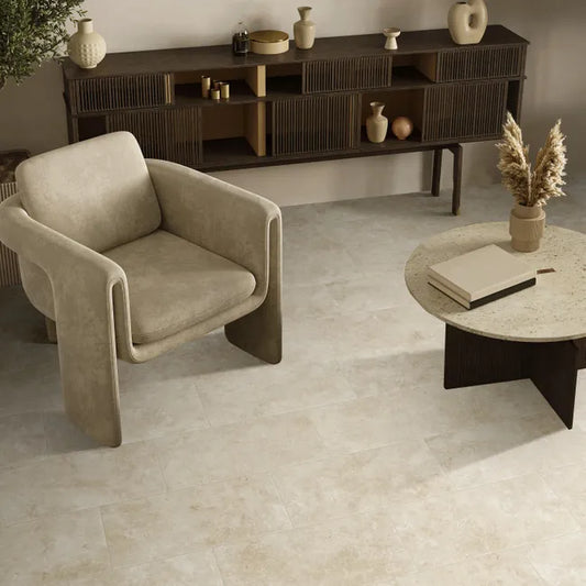 Carrelage mur / sol intérieur effet travertin beige Tiber l.60.4 x L.30 cm