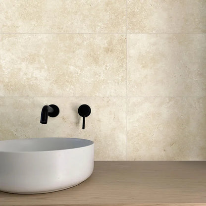 Carrelage mur / sol intérieur effet travertin beige Tiber l.60.4 x L.30 cm