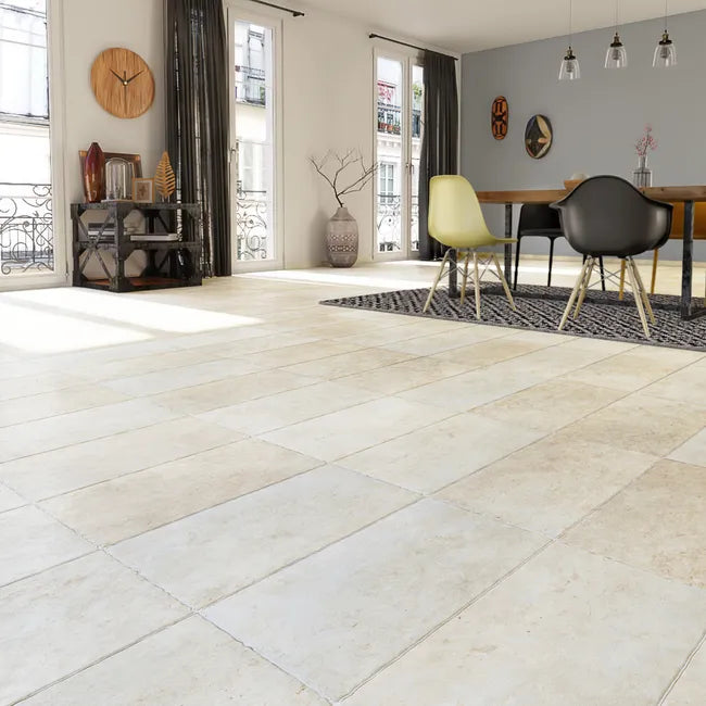 Carrelage mur intérieur / sol intérieur effet pierre beige Monastère l.30 x L.50