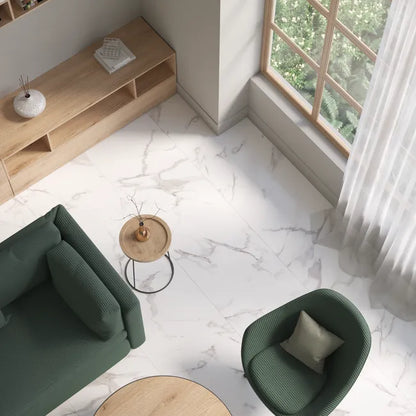 Carrelage sol/mur intérieur effet marbre blanc Casablanca l.60 x L.120 cm x Ep.9