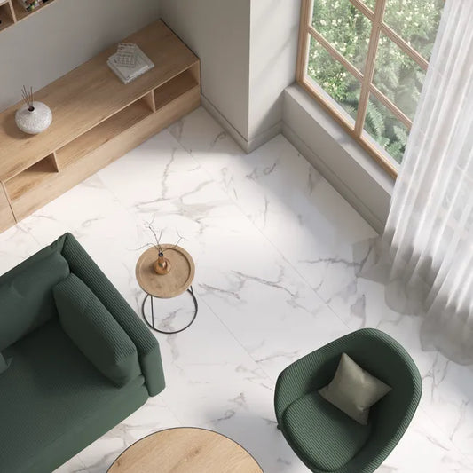 Carrelage sol/mur intérieur effet marbre blanc Casablanca l.60 x L.120 cm x Ep.9