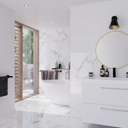 Carrelage sol/mur intérieur effet marbre blanc Casablanca l.60 x L.120 cm x Ep.9
