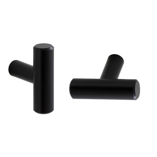 2 boutons de meuble En T Urban, acier noir verni